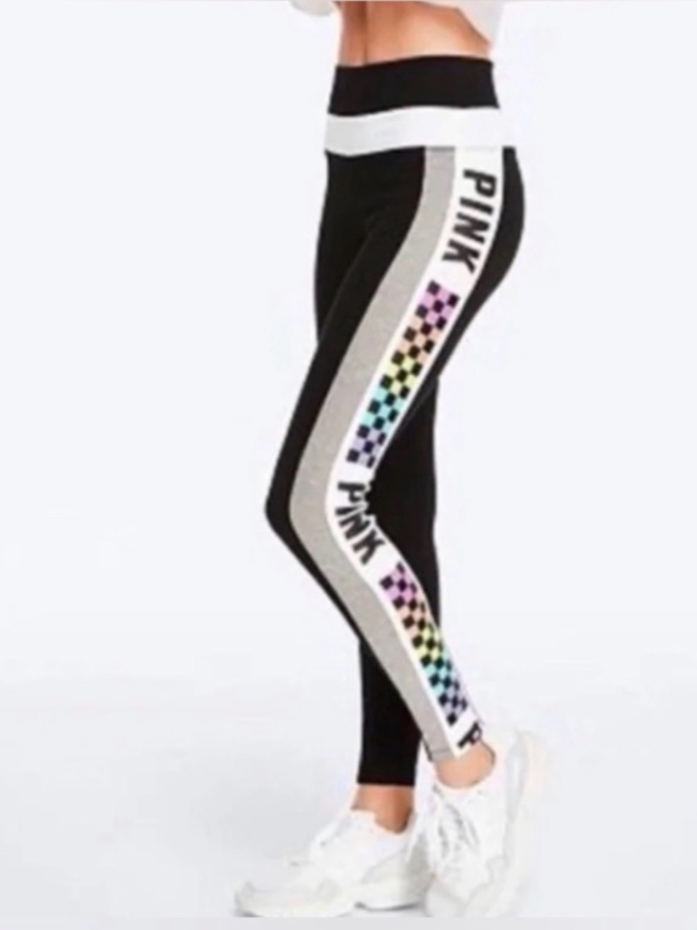 VS PINK RAINBOW CHECKERED LEGGINGS